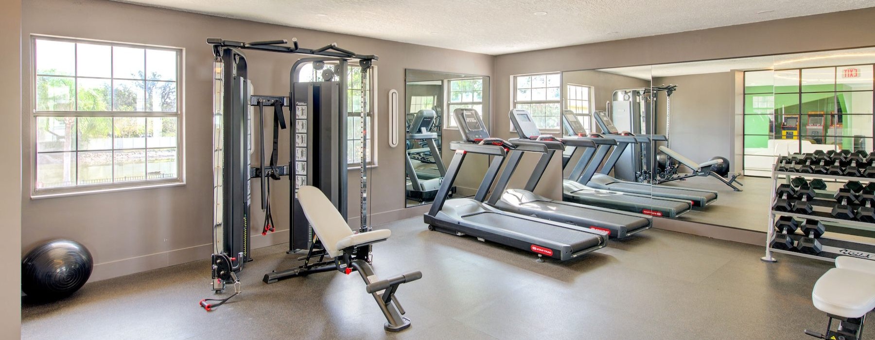 a gym with exercise equipment